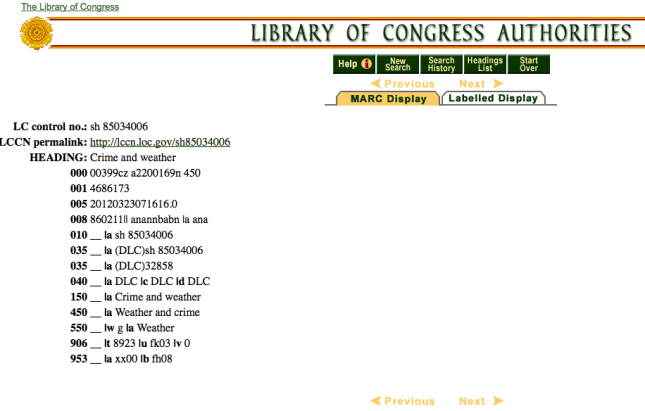 LC Authorities crime and weather record screenshot